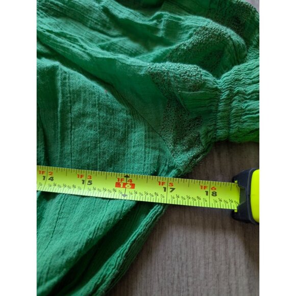 Cynthia Rowley Womens Green Smocked Waist Peplum Blouse Short Sleeve Size S - Picture 8 of 8